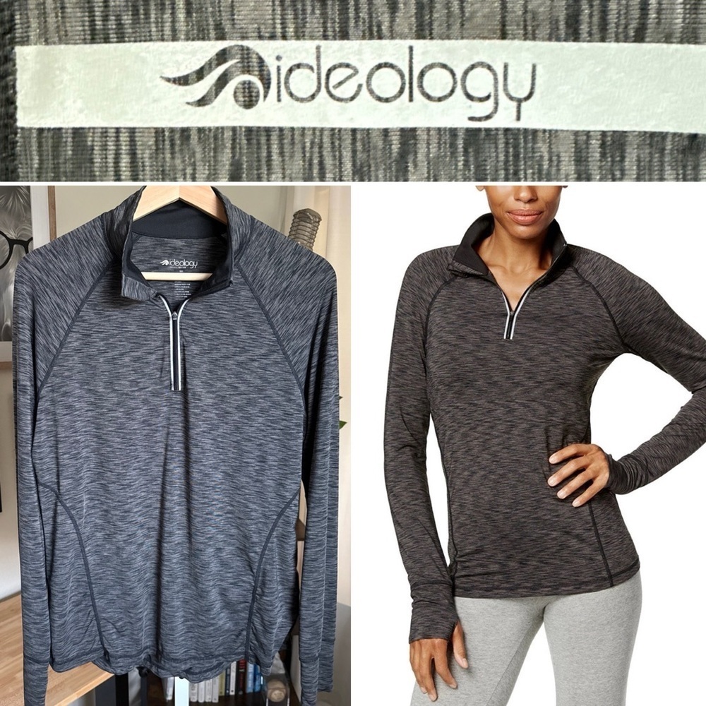 IDEOLOGY Womens Space-Dyed Quarter-Zip Pullover Sports Fitness Jacket Size L
